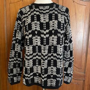 Vintage KRIZIA 80’s Sweater Chunky Knit Heavy Cotton Black & White Size Large